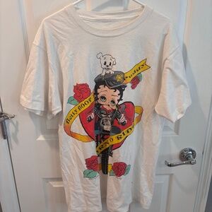 Vintage Betty Boop and Pudgy Born to Ride Motorcycle Betty Graphic Tee Size L